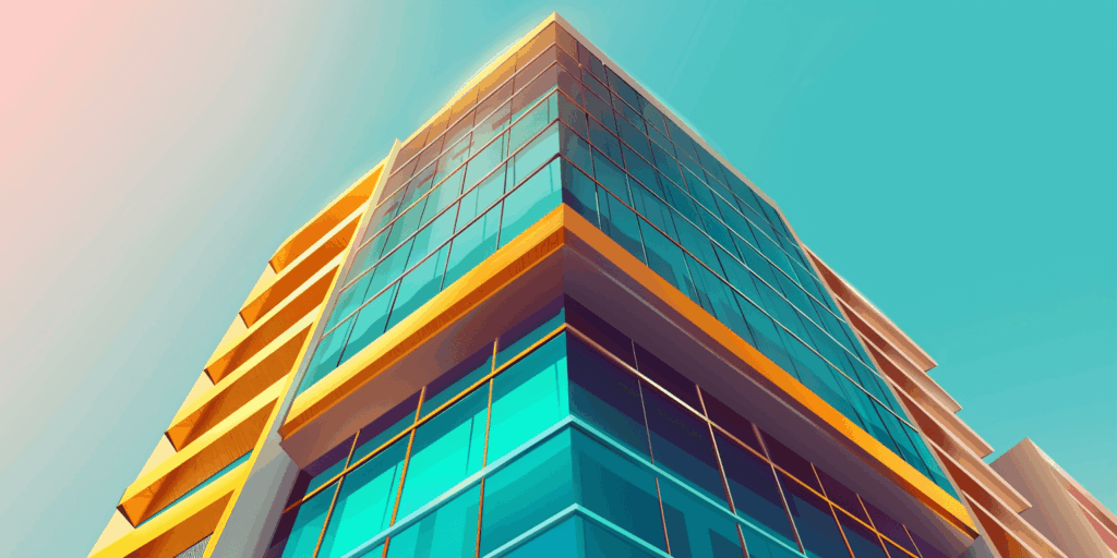 בניין משרדים מצוייר וצבעוני