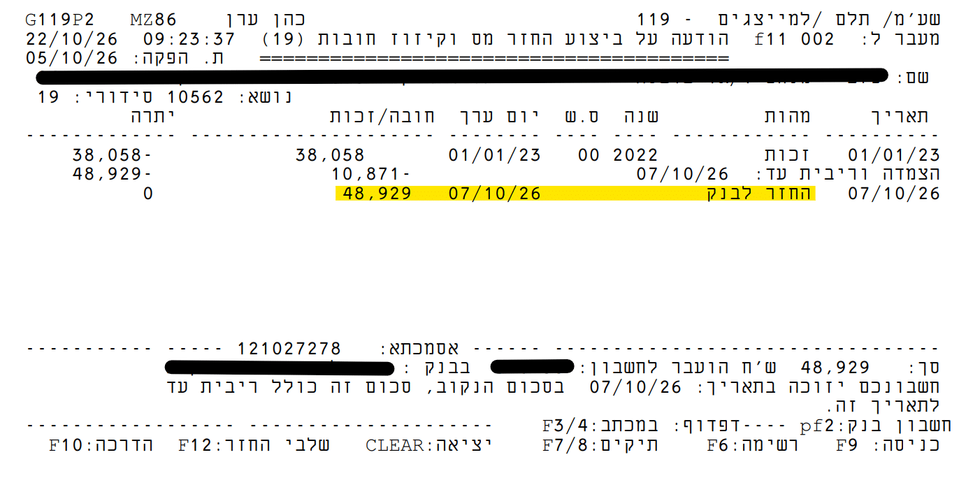 החזר מס שבח 48929 ש"ח